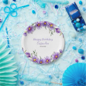 Violet Aster Floral Botanische Verjaardag Papieren Bordje (Feest)