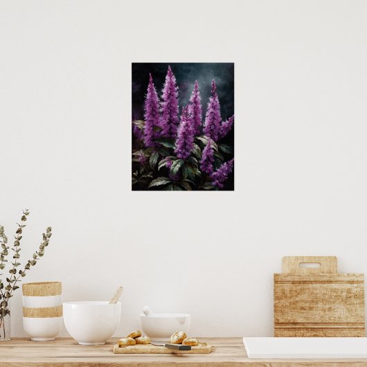 Violet Astilbe Flowers Art Print Poster (Keuken)