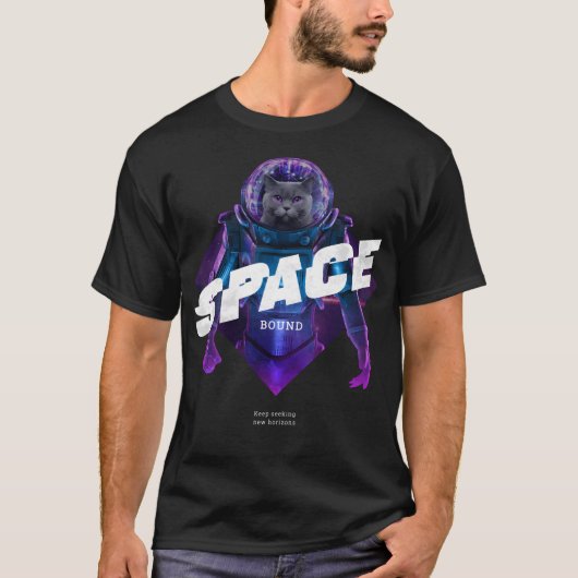 Violet Astronaut Cat Space gebonden T-shirt (Voorkant)