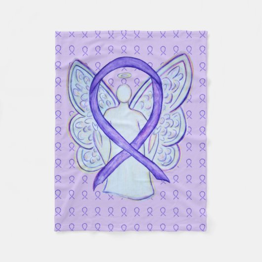 Violet Awareness Ribbon Angel Fleece Blankets Deken (Voorkant)