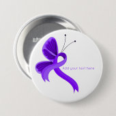 Violet Awareness Ribbon Butterfly Button (Voorkant /achterkant)
