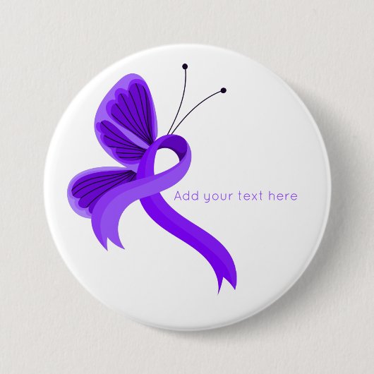 Violet Awareness Ribbon Butterfly Button (Voorkant)
