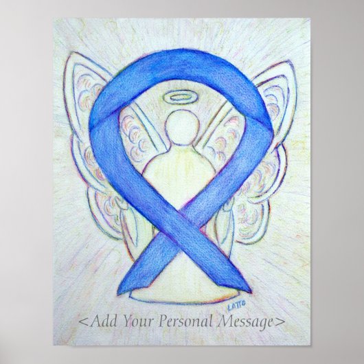Violet Awareness Ribbon Guardian Angel Print (Voorkant)