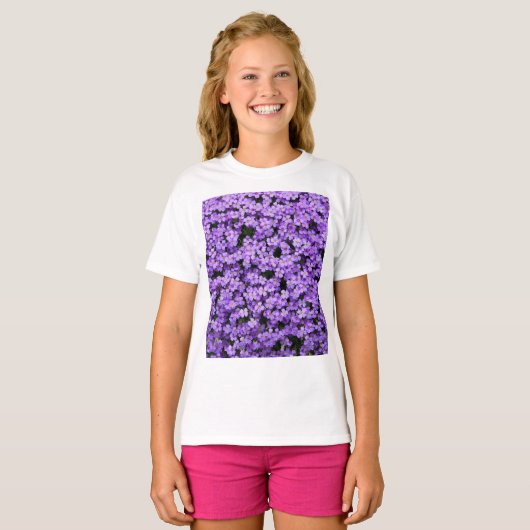 Violet Baby Girls T-Shirt Violet Flowers (Voorkant volledig)