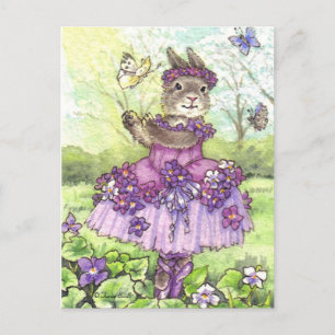 Violet Ballerina Bunny schattig Briefkaart
