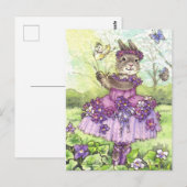 Violet Ballerina Bunny schattig Briefkaart (Voorkant / Achterkant)