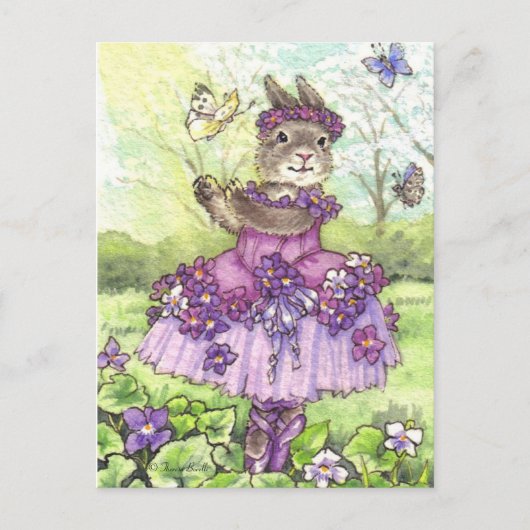 Violet Ballerina Bunny schattig Briefkaart (Voorkant)