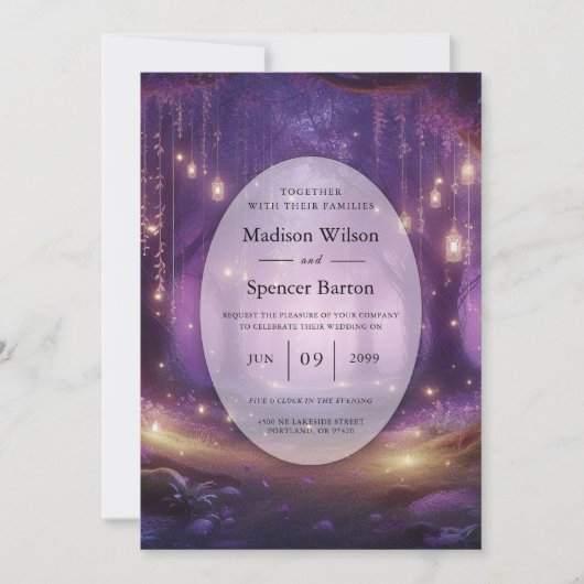 Violet bij Midnight Enchanted Forest Wedding Kaart (Voorkant)