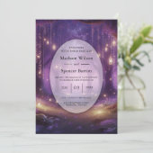 Violet bij Midnight Enchanted Forest Wedding Kaart (Staand voorkant)