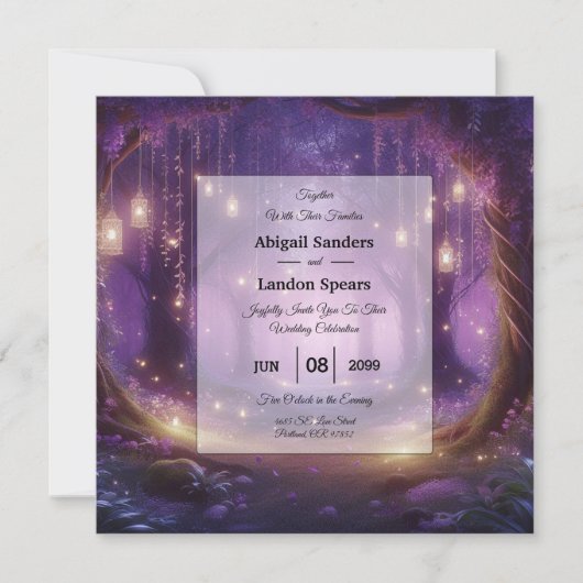 Violet bij Midnight Enchanted Forest Wedding Kaart (Voorkant)