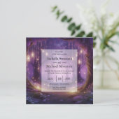 Violet bij Midnight Enchanted Forest Wedding Kaart (Staand voorkant)
