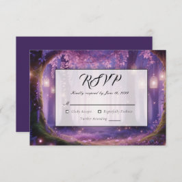 Violet bij Midnight Enchanted Forest Wedding RSVP Kaartje
