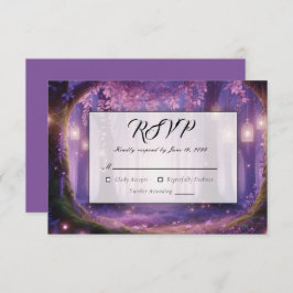 Violet bij Midnight Enchanted Forest Wedding RSVP Kaartje