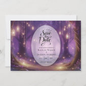 Violet bij Midnight Enchanted Forest Wedding Save The Date (Voorkant)