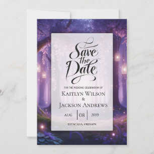 Violet bij Midnight Enchanted Forest Wedding Save The Date