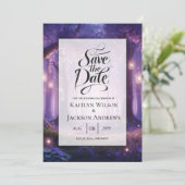Violet bij Midnight Enchanted Forest Wedding Save The Date (Staand voorkant)