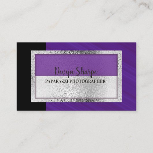Violet Black en Silver Paparazzi Fotografie Visitekaartje (Voorkant)