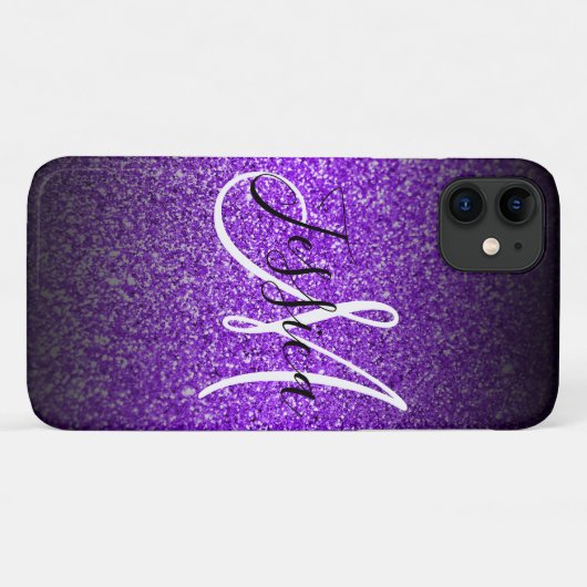 Violet Black Glitter Ombre - Aangepast Case-Mate iPhone Case (Achterkant (horizontaal))