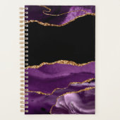 Violet Black Marmer Agate Glam Golden Glitter Planner (Voorkant)