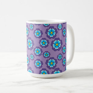 Violet blauw bloemen patroon koffiemok
