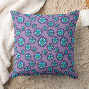 Violet blauw bloemen patroon kussen