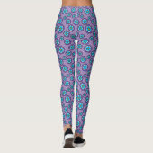 Violet blauw bloemen patroon leggings (Achterkant)