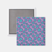 Violet blauw bloemen patroon magneet (Voorkant / Achterkant)