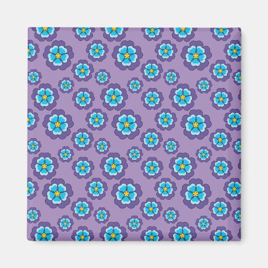 Violet blauw bloemen patroon magneet (Voorkant)