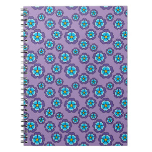Violet blauw bloemen patroon notitieboek