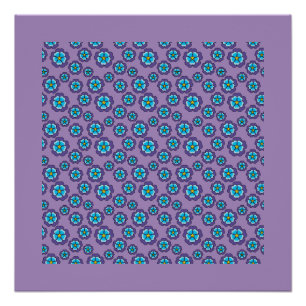 Violet blauw bloemen patroon perfect poster