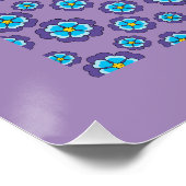 Violet blauw bloemen patroon perfect poster (Hoek)