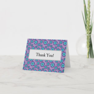 Violet Blauw Bloemen Patroon Personaliseren Bedankkaart