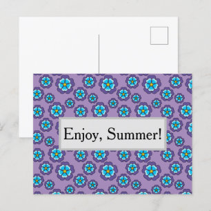 Violet Blauw Bloemen Patroon Personaliseren Feestdagenkaart