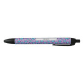Violet Blauw Bloemen Patroon Personaliseren Zwarte Inkt Pen (Bodem)