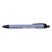 Violet Blauw Bloemen Patroon Personaliseren Zwarte Inkt Pen (Bovenkant)