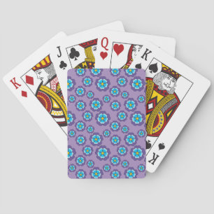 Violet blauw bloemen patroon pokerkaarten