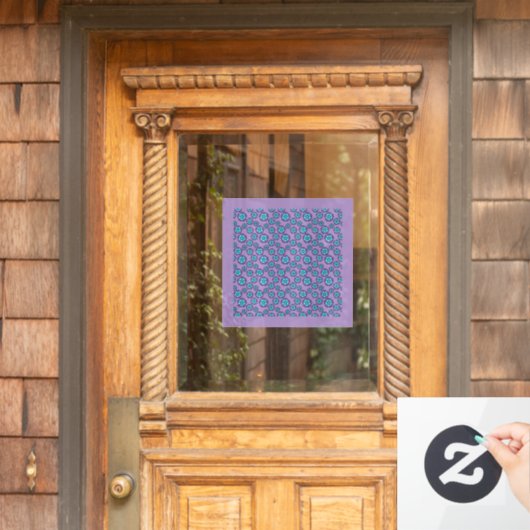 Violet blauw bloemen patroon raamsticker (Huis Deur)