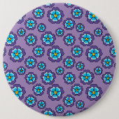 Violet blauw bloemen patroon ronde button 6,0 cm (Voorkant)