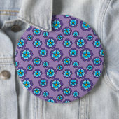 Violet blauw bloemen patroon ronde button 6,0 cm (In situ)