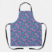 Violet blauw bloemen patroon schort (Voorkant)