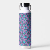 Violet blauw bloemen patroon waterfles (Voorkant)