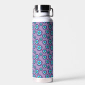 Violet blauw bloemen patroon waterfles (Achterkant)