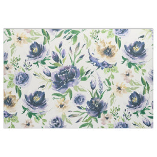 Violet-blauw en zacht-gele bloemen patroon stof