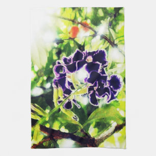 Violet blauwe bloem ziet eruit als een oliefilter theedoek