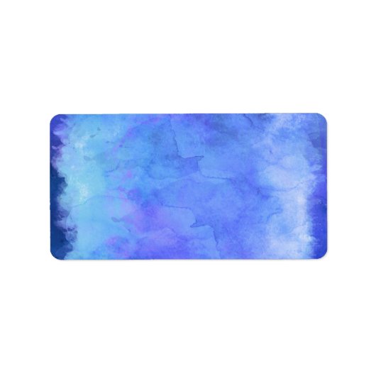 Violet Blauwgroen Blauw Waterverf Textuur Patroon Etiket (Voorkant)