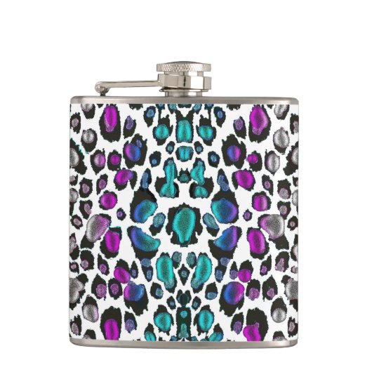  Violet Blauwgroen luipaard Ervaar Heupfles (Voorkant)