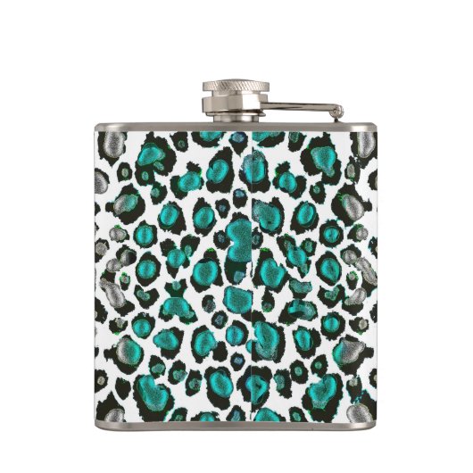  Violet Blauwgroen luipaard Ervaar Heupfles (Achterkant)