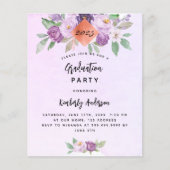 Violet bloem budget graduatie party uitnodiging (Voorkant)