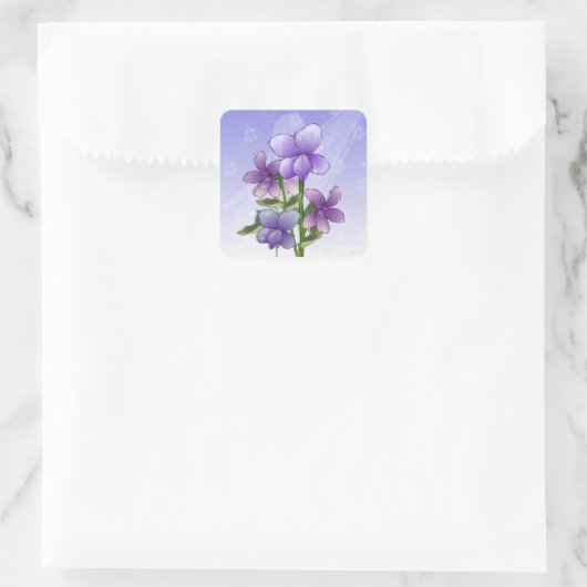 Violet bloemen bedankt stickers (Tas)