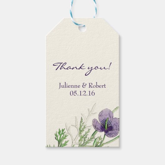 Violet Bloemen Bruiloft Dank u Favor Gift Label Cadeaulabel (Voorkant)